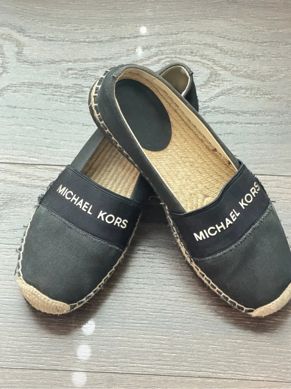 Michael Kors Black Canvas Logo Espadrille Slip-Ons